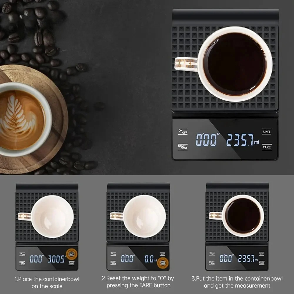Kitchen Baking Scale - Intelligente Kaffee-Elektronikwaage Hochpräzise Digitale Zeitmessung LCD-Waage