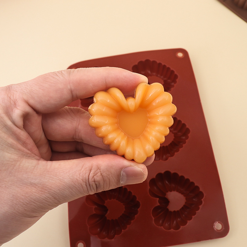 Kitchen Tools In Baking - Herzförmige Silikon-Schokoladenformen, DIY-Backform, 6-Loch-Eisgitterformen, Mousse, weiche