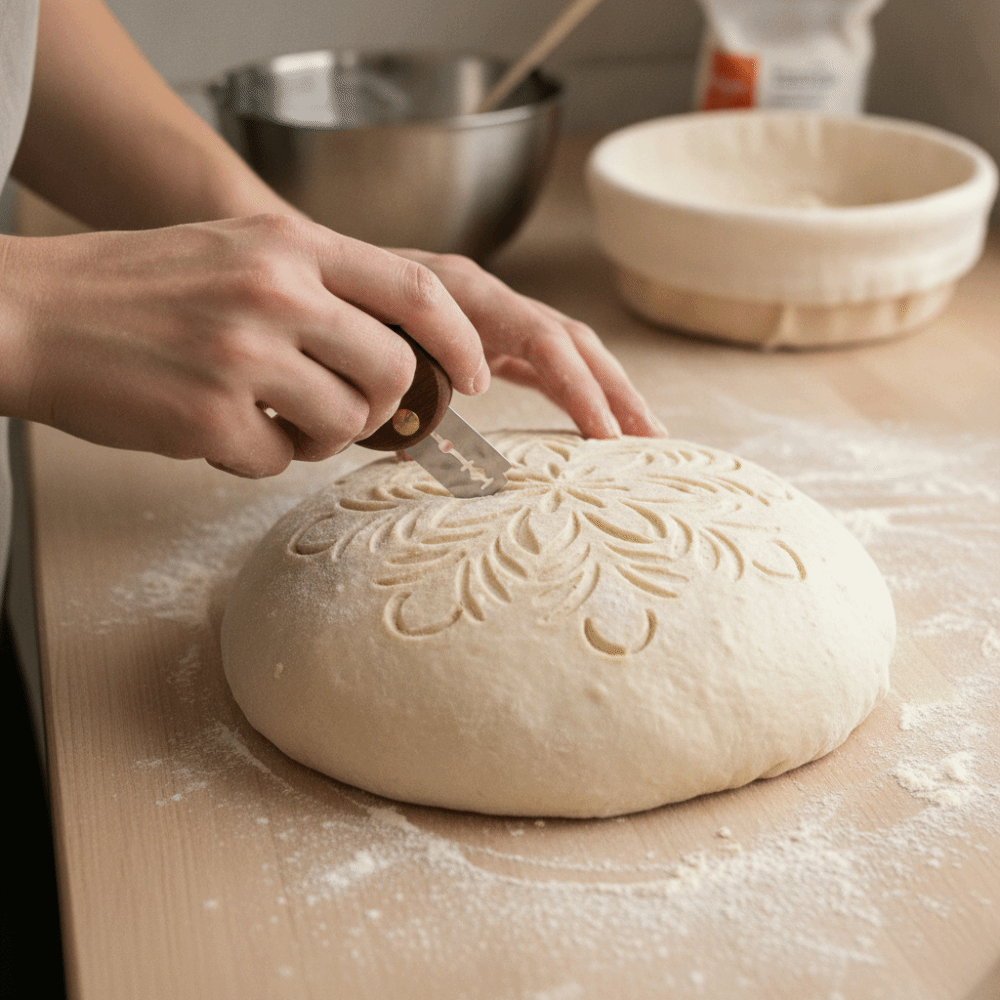 Bread Lame Scoring - Klappbarer Brotmesser mit Holzgriff, abnehmbarer professioneller