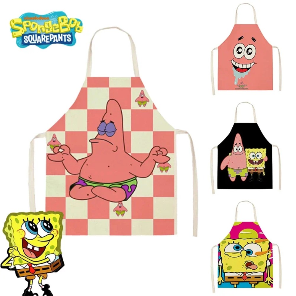 Kitchen Q - SpongeBob Patrick Küchenschürzen für Erwachsene, Leinen-Lätzchen,