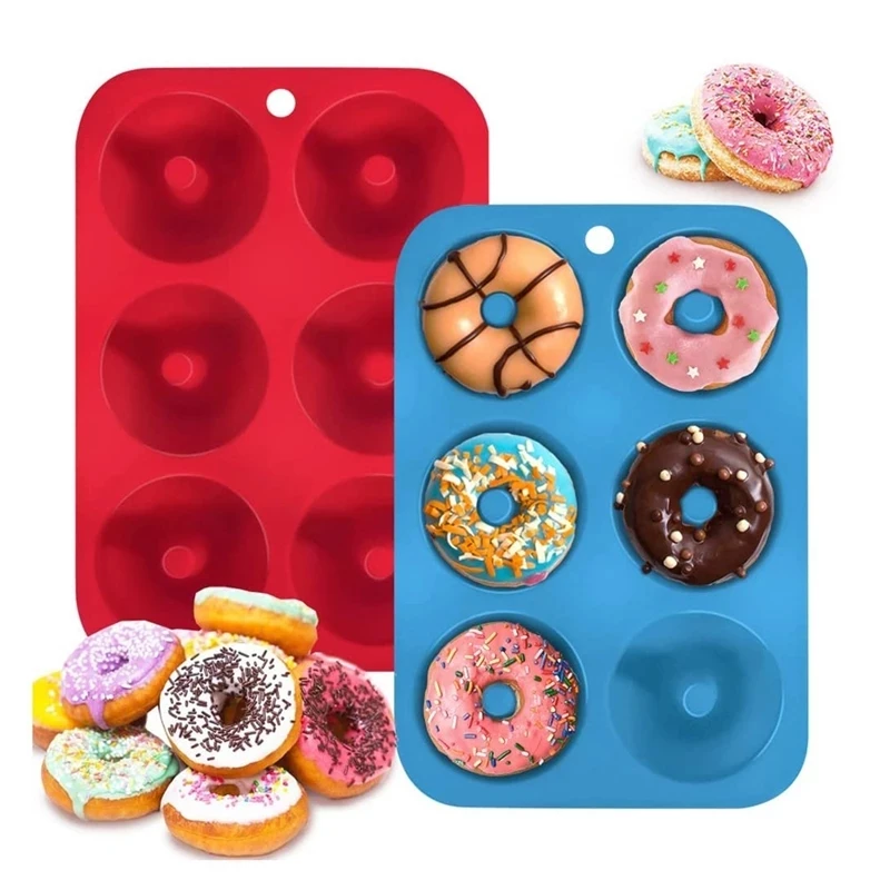 Kitchen Baking Utensils - 6-Loch-Silikon-Donut-Form, Backform, antihaftbeschichtet, zum Backen, Gebäck,