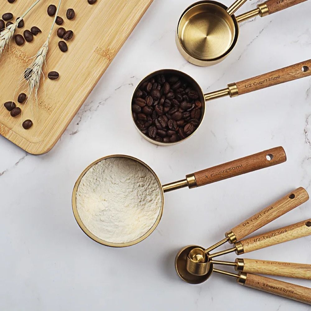 Kitchen Baking Scale - Edelstahl-Messlöffel und -becher, Goldfarbene Barkeeper-Waage, Backzubehör,