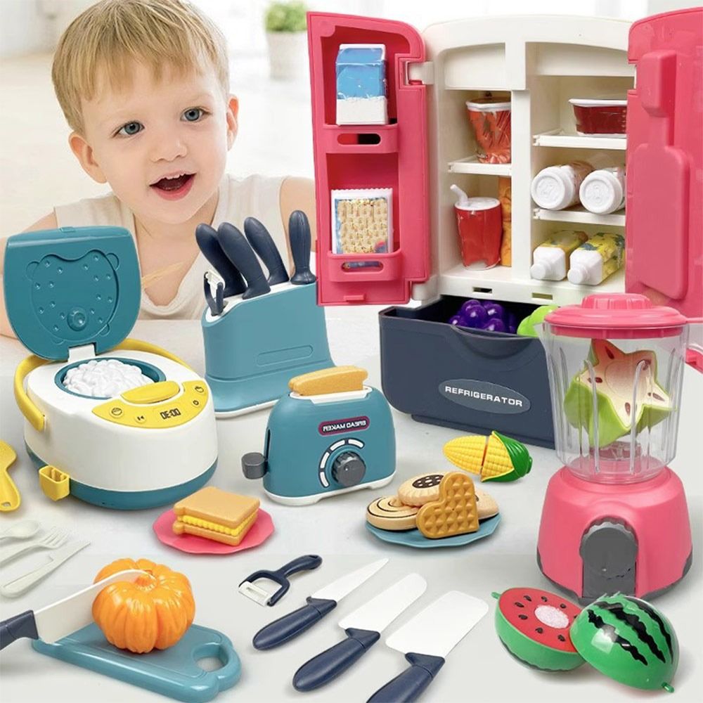 Kitchen Kids Baking Set - Lustiges Mehrfarbiges Kochspielset Plastik-Mikrowelle Backspielset Gasherd-Simulationsdesign