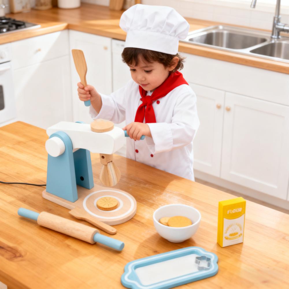 Kitchen Kids Baking Set - Hölzernes Pretend-Küchenspielset für Kinder, Mini-Koch- und