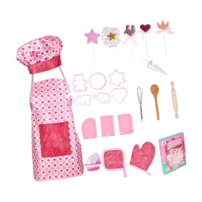 Kitchen Kids Baking Set - Interaktives Kinder-Koch-Backkostüm-Spielset mit Küchenschürze und Utensilien