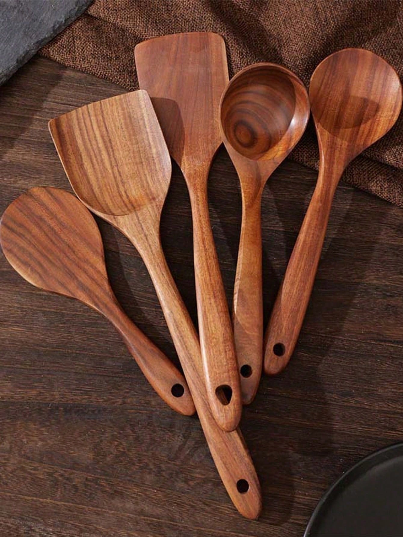 Kitchen Baking Utensils - 5 Stück Holzlöffel, robuste Küchenutensilien aus
