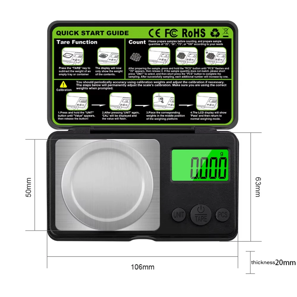 Kitchen Baking Scale - Mini Digitale Waage Schmuck-Milligrammwaage Tragbare Küchen-Backwaage