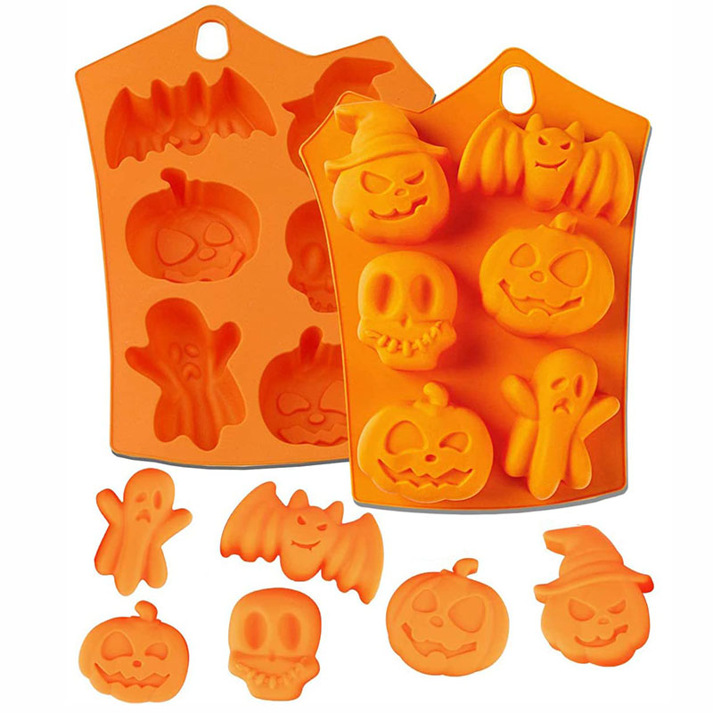Kitchen Baking Utensils - Halloween-Formen, antihaftbeschichtet, Silikon, Kürbisform, Totenkopf, Fledermaus,